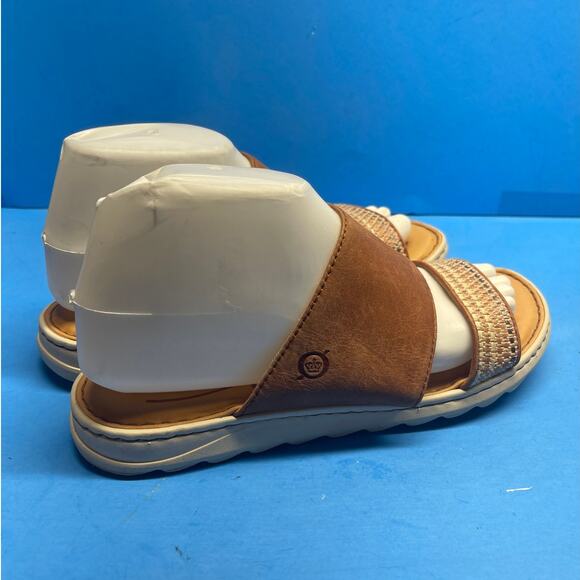 Born Women's Sandal Size 8 M Brown Leather Slide 2 Strap Flat Flip Flop Comfy - Picture 4 of 11